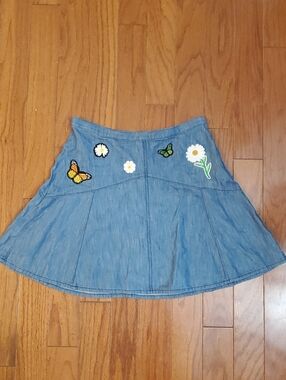 Madewell piazza blue skater skirt Size 4 Patches added